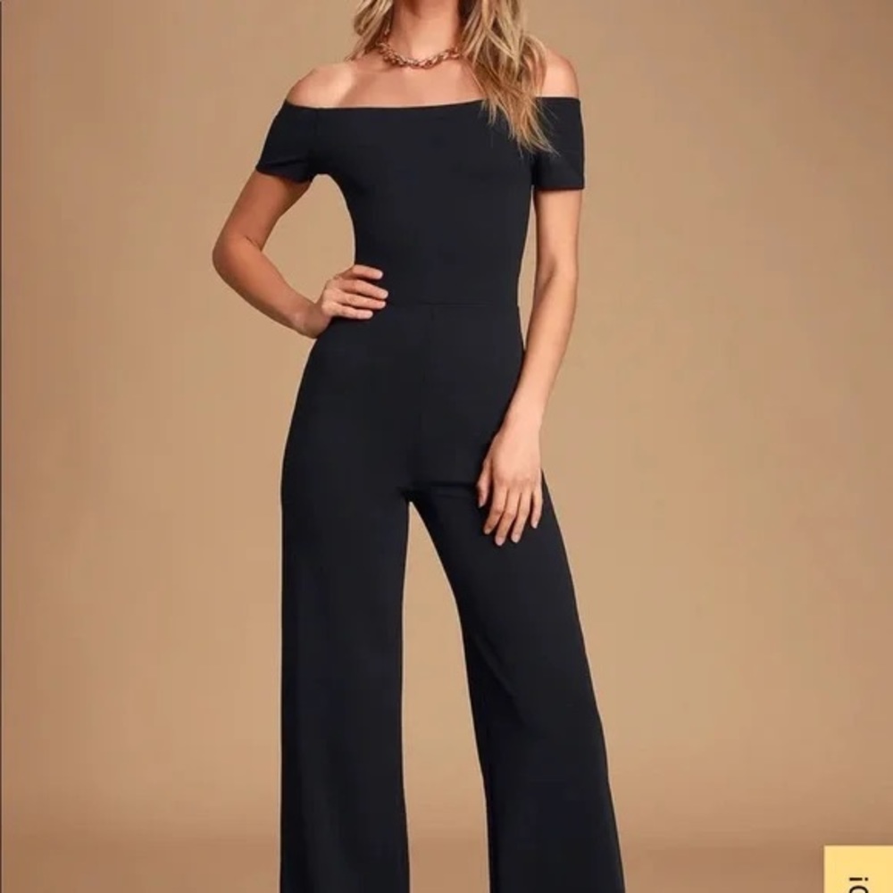 Lulu’s Alleyoop Black Off-the-Shouler Jumpsuit